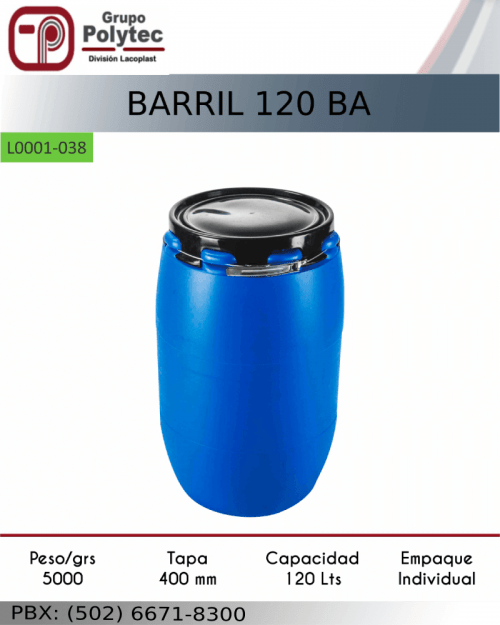 Barril 120 litros - Boca Ancha - Bidones - Tonel - Plastico