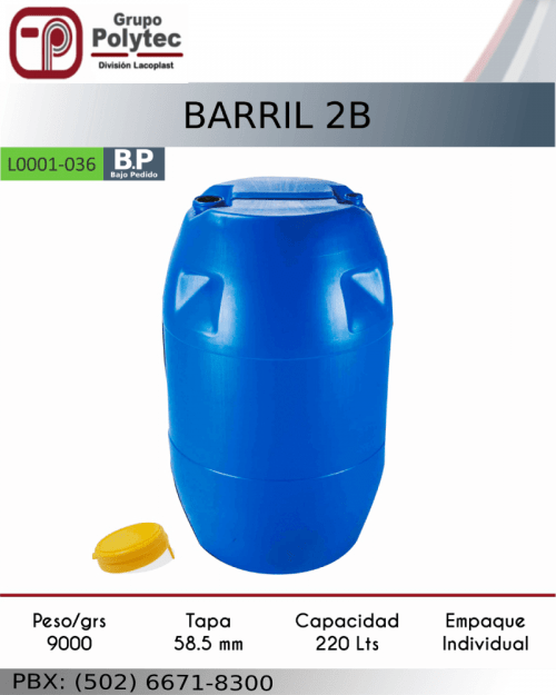 Barril 220 litros - 2 bocas - Bidones - Toneles