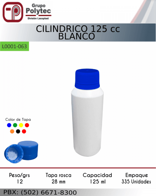 cilindrico-125-cc-blanco-venta-distribuidor-bote-lacoplast-envases-plasticos-polytec-fabrica-guatemala-honduras-costa-rica-panama-el-salvador-colombia-mexico