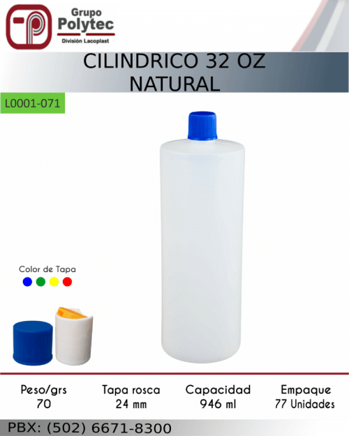 cilindrico-32-oz-natural-venta-distribuidor-bote-lacoplast-envases-plasticos-polytec-fabrica-guatemala-honduras-costa-rica-panama-el-salvador-colombia-mexico