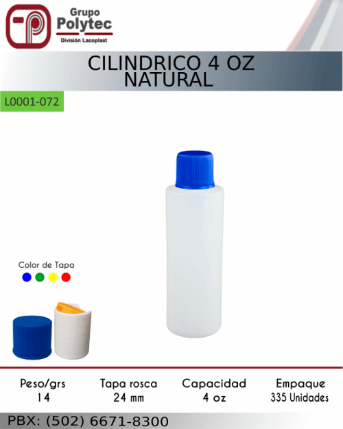 cilindrico-4-oz-natural-venta-distribuidor-bote-lacoplast-envases-plasticos-polytec-fabrica-guatemala-honduras-costa-rica-panama-el-salvador-colombia-mexico
