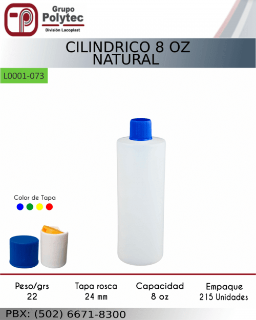 cilindrico-8-oz-natural-venta-distribuidor-bote-lacoplast-envases-plasticos-polytec-fabrica-guatemala-honduras-costa-rica-panama-el-salvador-colombia-mexico