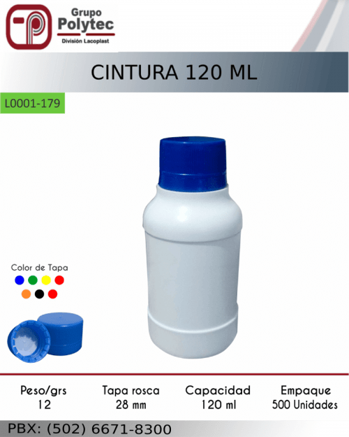 cintura-120-ml-venta-distribuidor-bote-lacoplast-envases-plasticos-polytec-fabrica-guatemala-honduras-costa-rica-panama-el-salvador-colombia-mexico